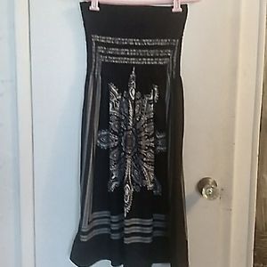 Strapless bohemian dress, M/L, black and white